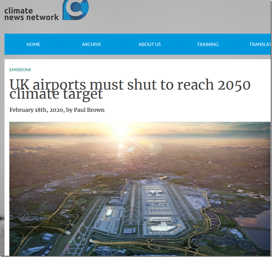 UK airports must shut to reach 2050 climate target