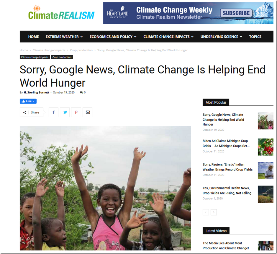 Sorry, Google News, Climate Change Is Helping End World Hunger