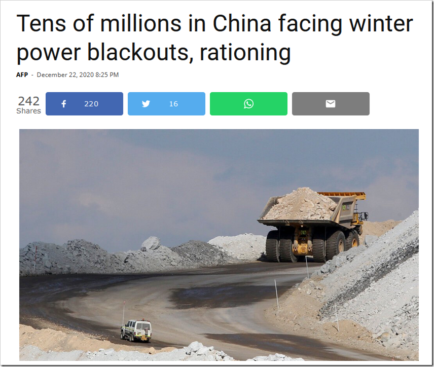 China Facing Winter Blackouts