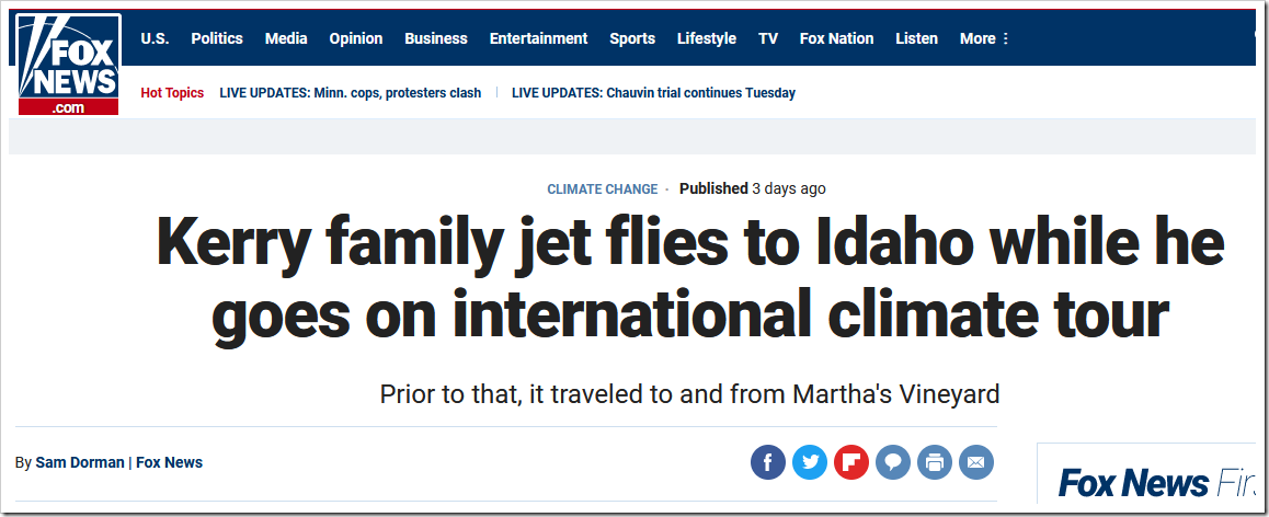 Kerry family jet flies to Idaho while he goes on international climate tour