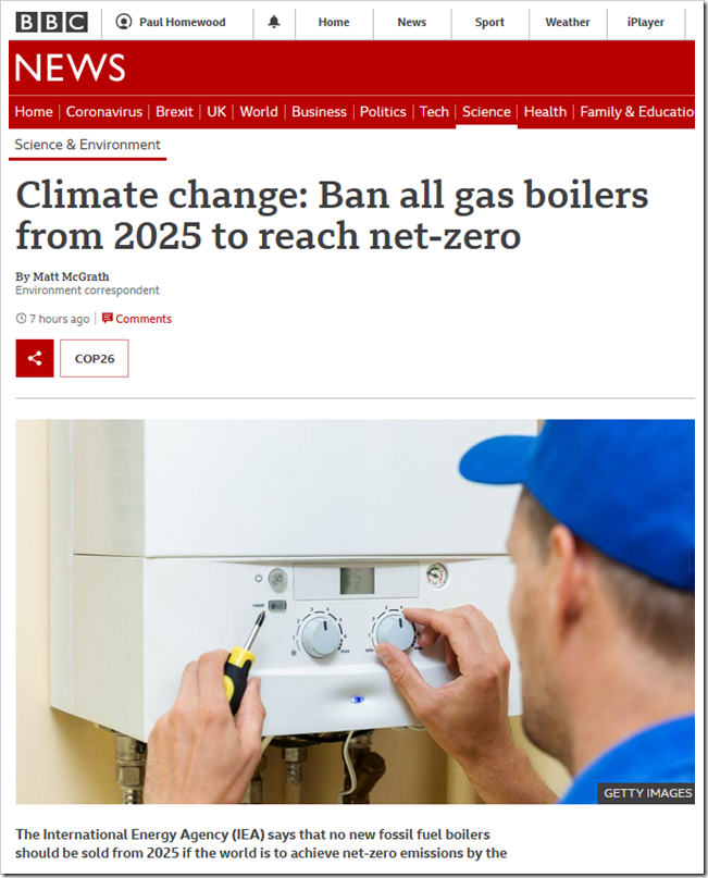 Ban All New Gas Boilers By 2025 Say IEA