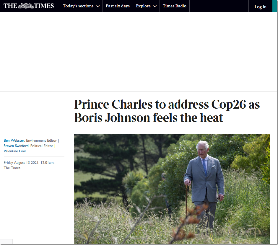 Prince Charles to address Cop26
