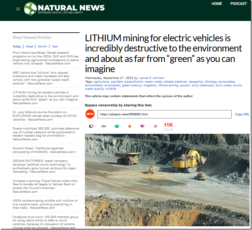LITHIUM mining for electric vehicles is incredibly destructive to the environment and about as far from "green" as you can imagine