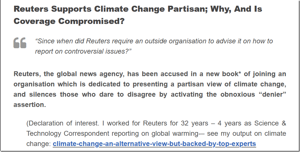 Reuters are challenged over partisan reporting on climate | news