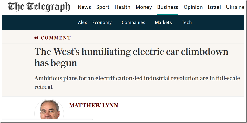 The West’s humiliating electric car climbdown has begun